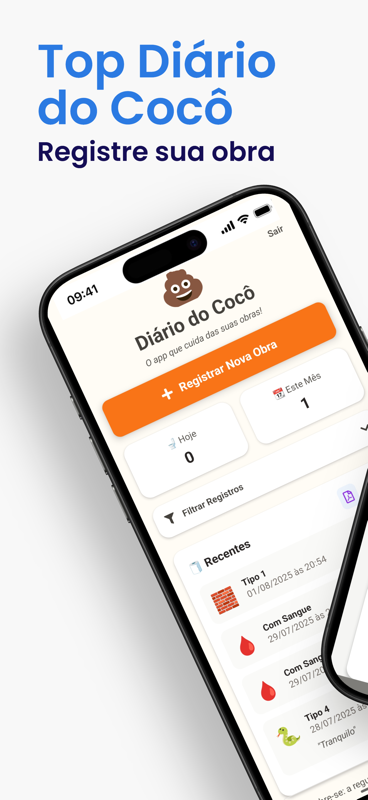 Tela do Aplicativo Diário do Cocô